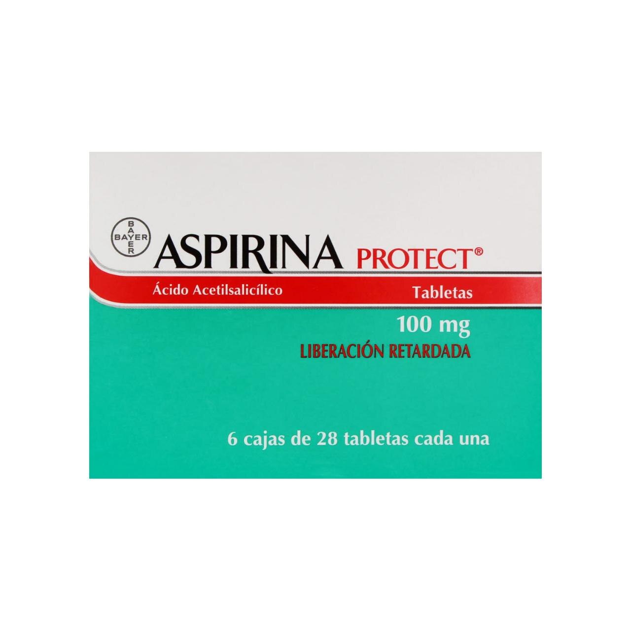Aspirina Protect 100mg 6 Cajas de 28 Tabletas C/U Liberación Retardada