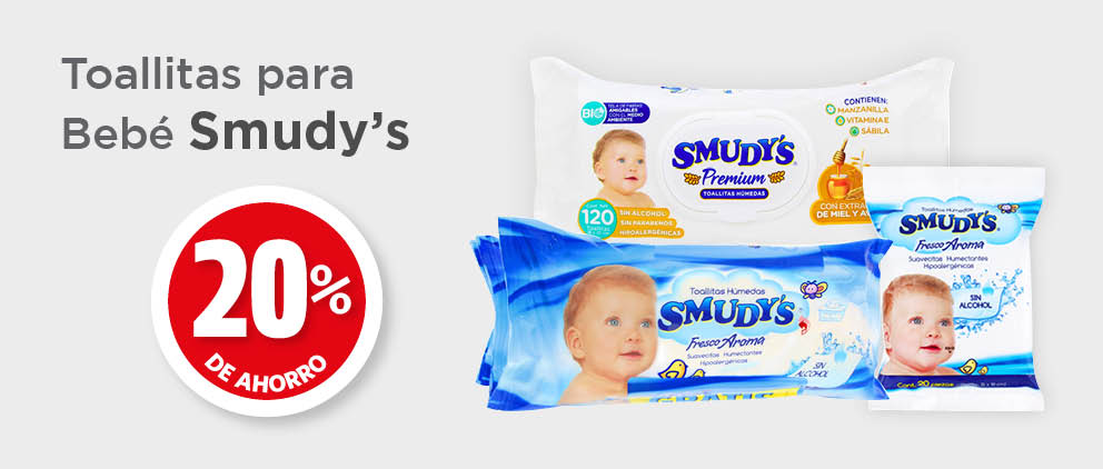 TOALLITAS PARA BEBÉ SMUDY'S 20% DE AHORRO