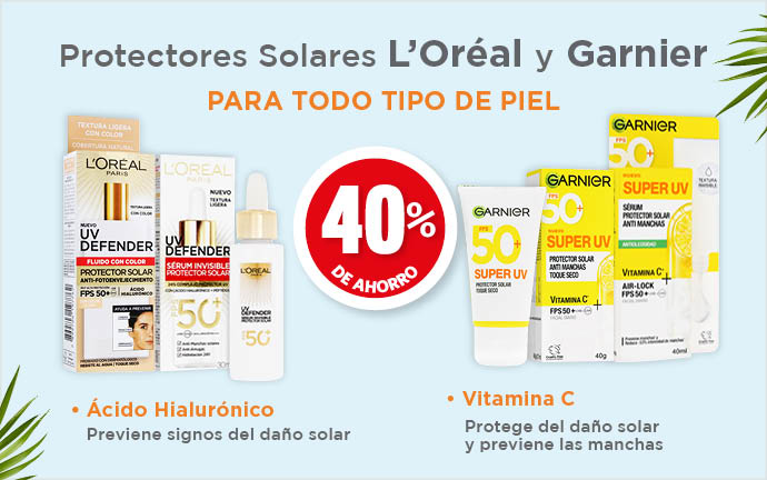 Protectores solares L'oréal y garnier 40% de ahorro (códigos participantes)