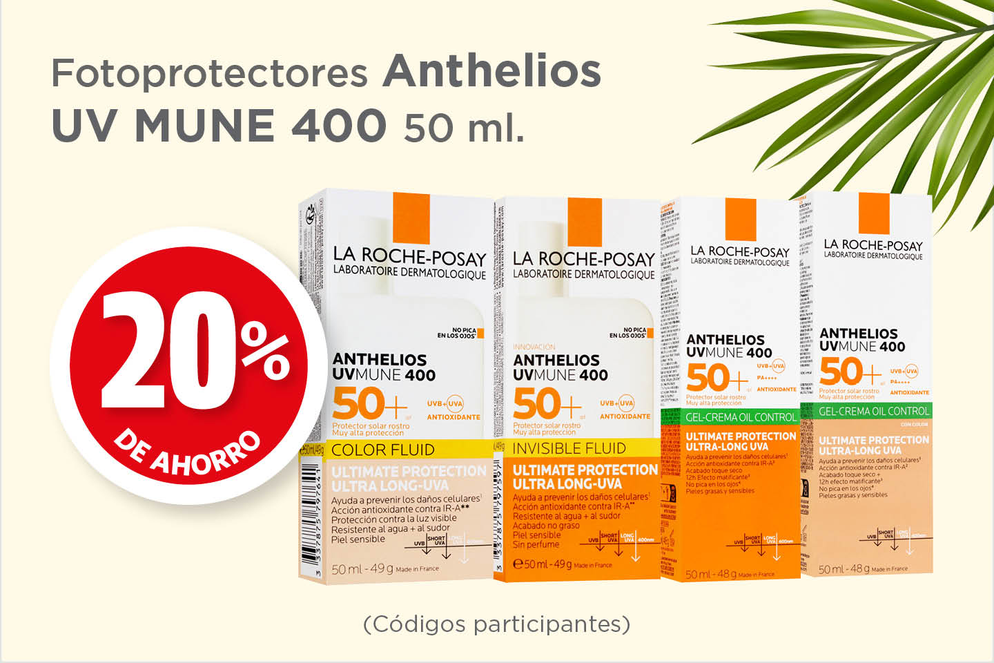 Fotoprotectores anthelios uv mune 400 50ml *excepto packs*
