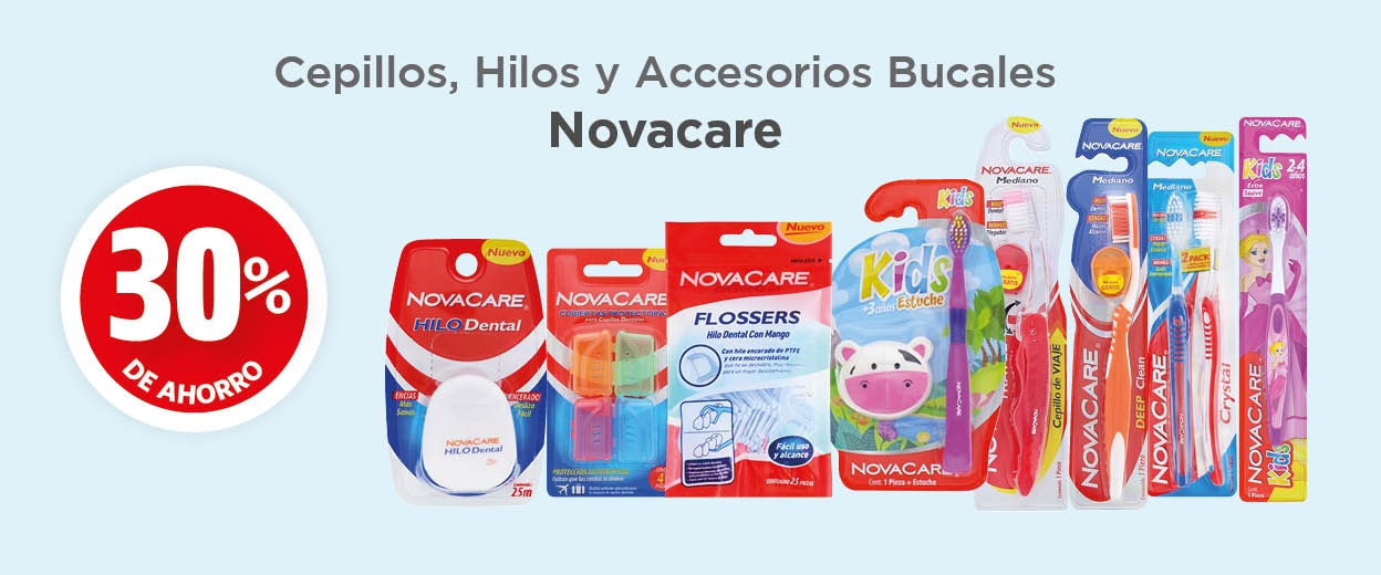 Cepillos, hilos y accesorios bucales novacare 30% de ahorro