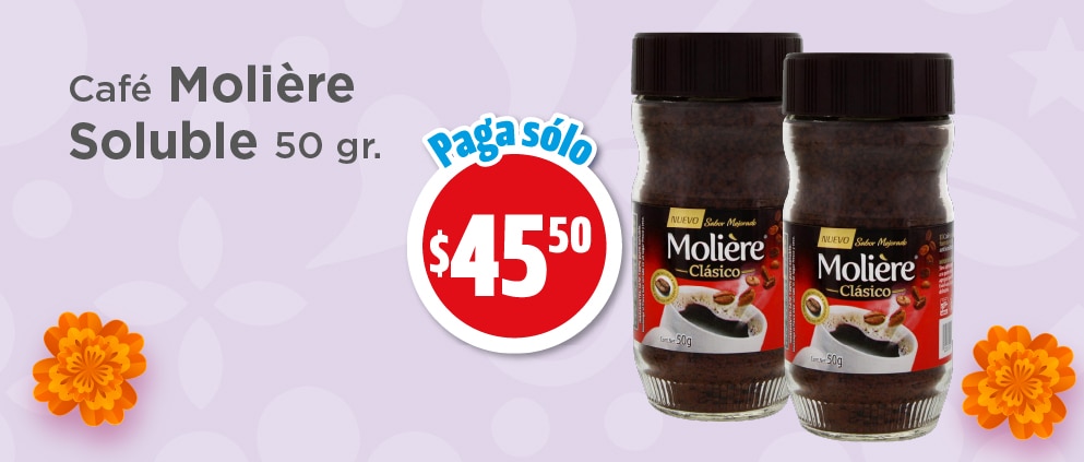 Café Moliere soluble 50gr. paga solo $45.50