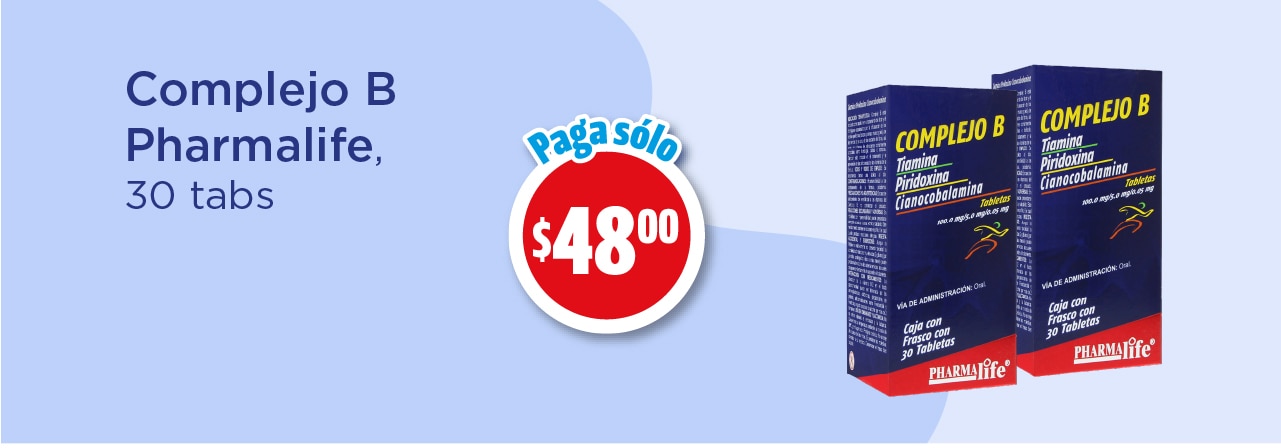 Complejo B, 30 Tabletas Pharmalife. $48