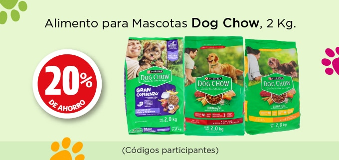 Alimento para mascotas Dog Chow, 2kg. 20% de Ahorro (Códigos participantes)
