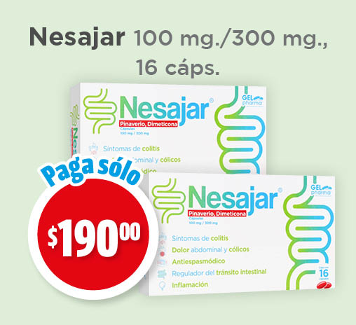 Nesajar 100mg/300mg, 16 cápsulas. $190