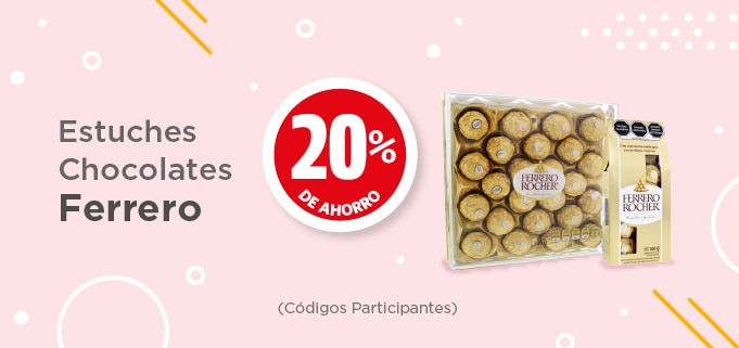 Chocolates ferrero rocher *estuches 20% de ahorro (códigos participantes)