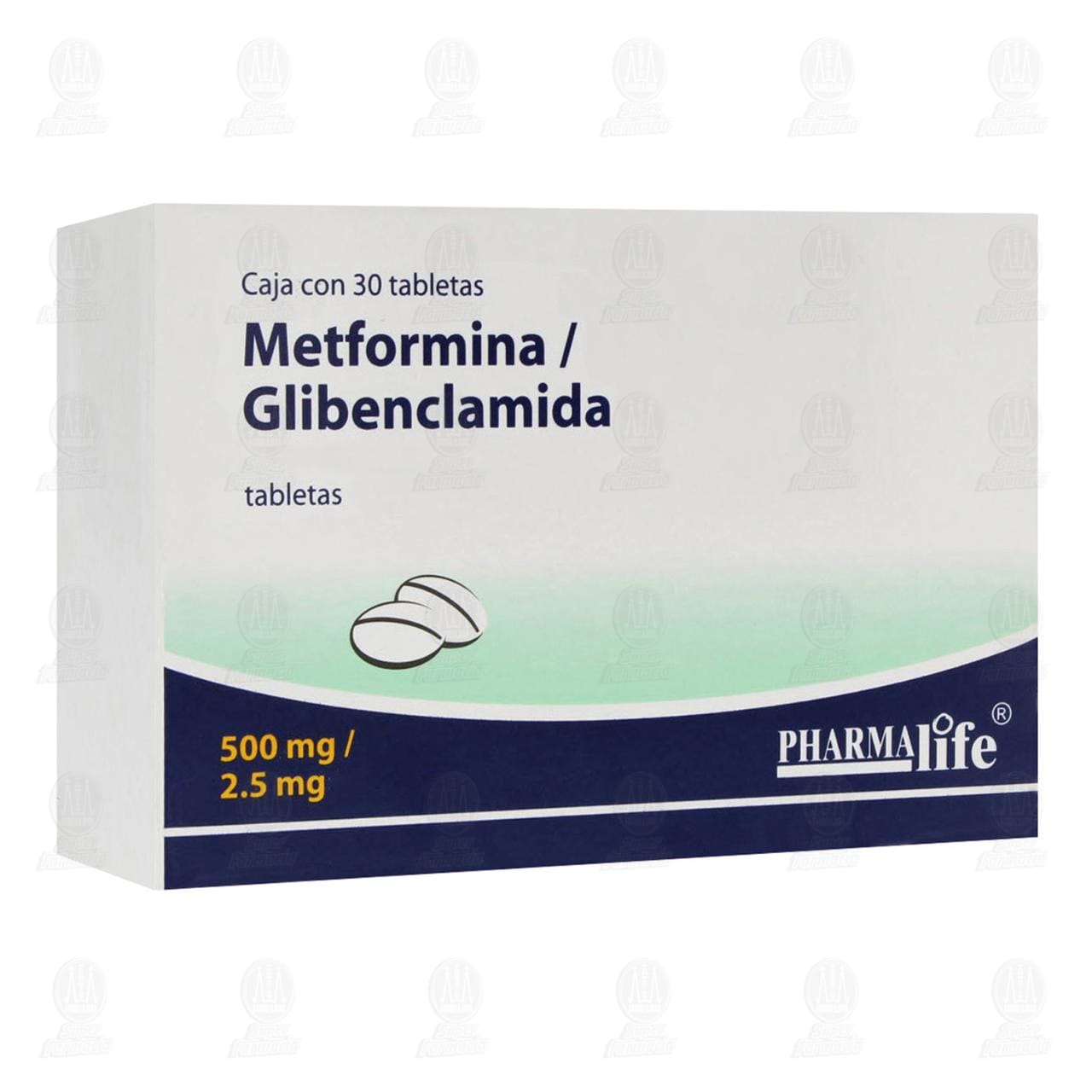 Imagen para Metformina/glibenclamida Tabletas 500mg/2.5mg