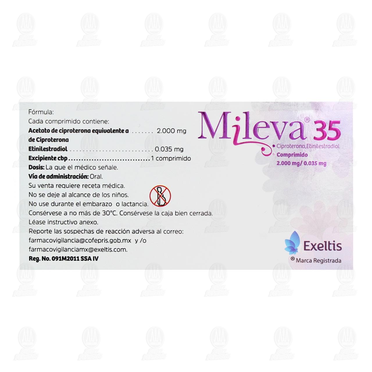 Mileva 35 2.0mg/0.035mg, 21 Comprimidos. de MILEVA | Farmacias Guadalajara