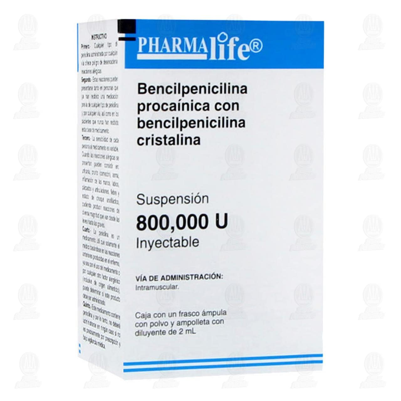 Bencilpenicilina Proca&iacute;nica con Bencilpenicilina Cristalina 800,000U Suspensi&oacute;n Inyectable 2ml Pharmalife. image number 0