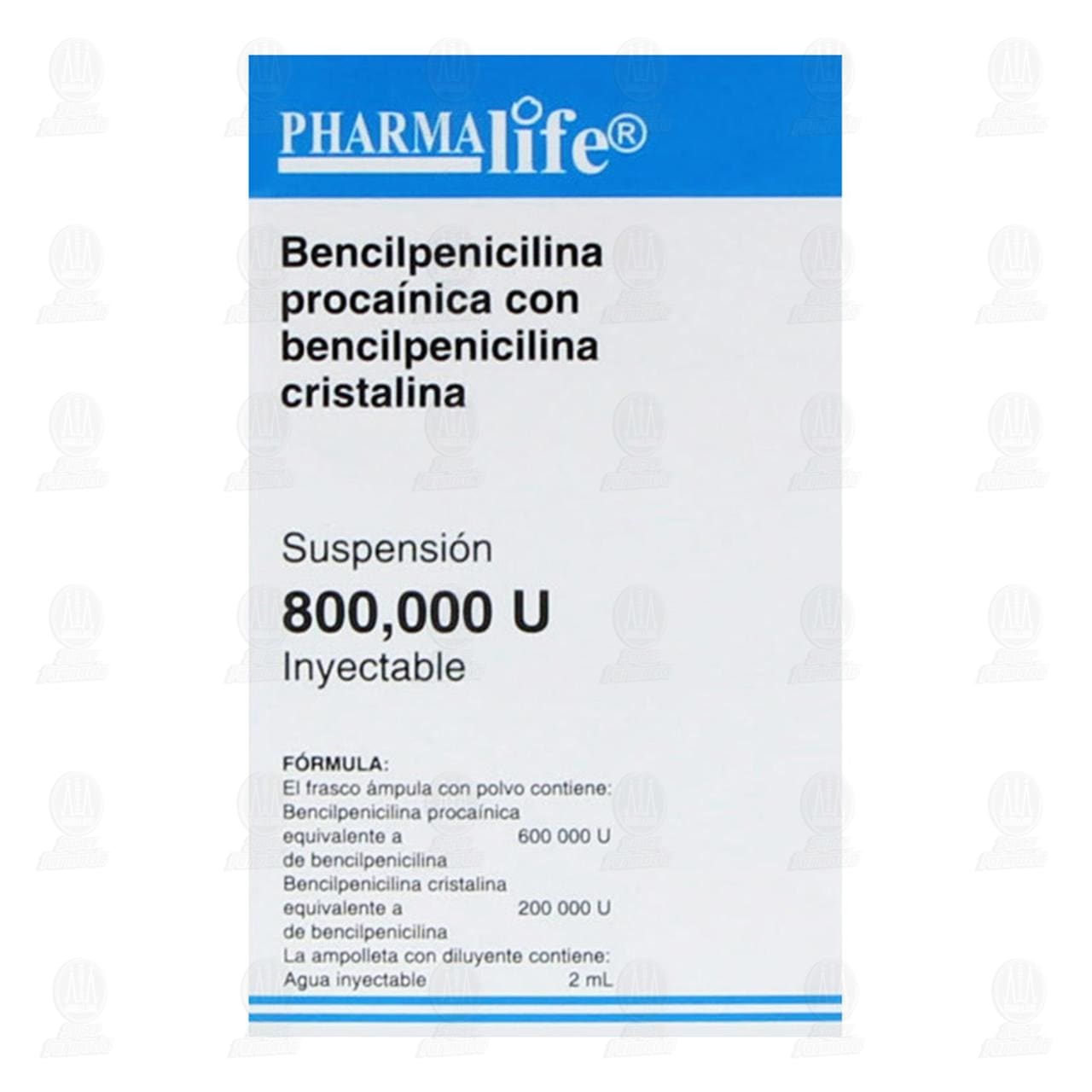 Bencilpenicilina Proca&iacute;nica con Bencilpenicilina Cristalina 800,000U Suspensi&oacute;n Inyectable 2ml Pharmalife. image number 2