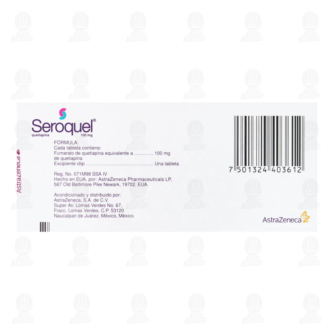Seroquel 100 mg, 30 Tabletas. image number 2