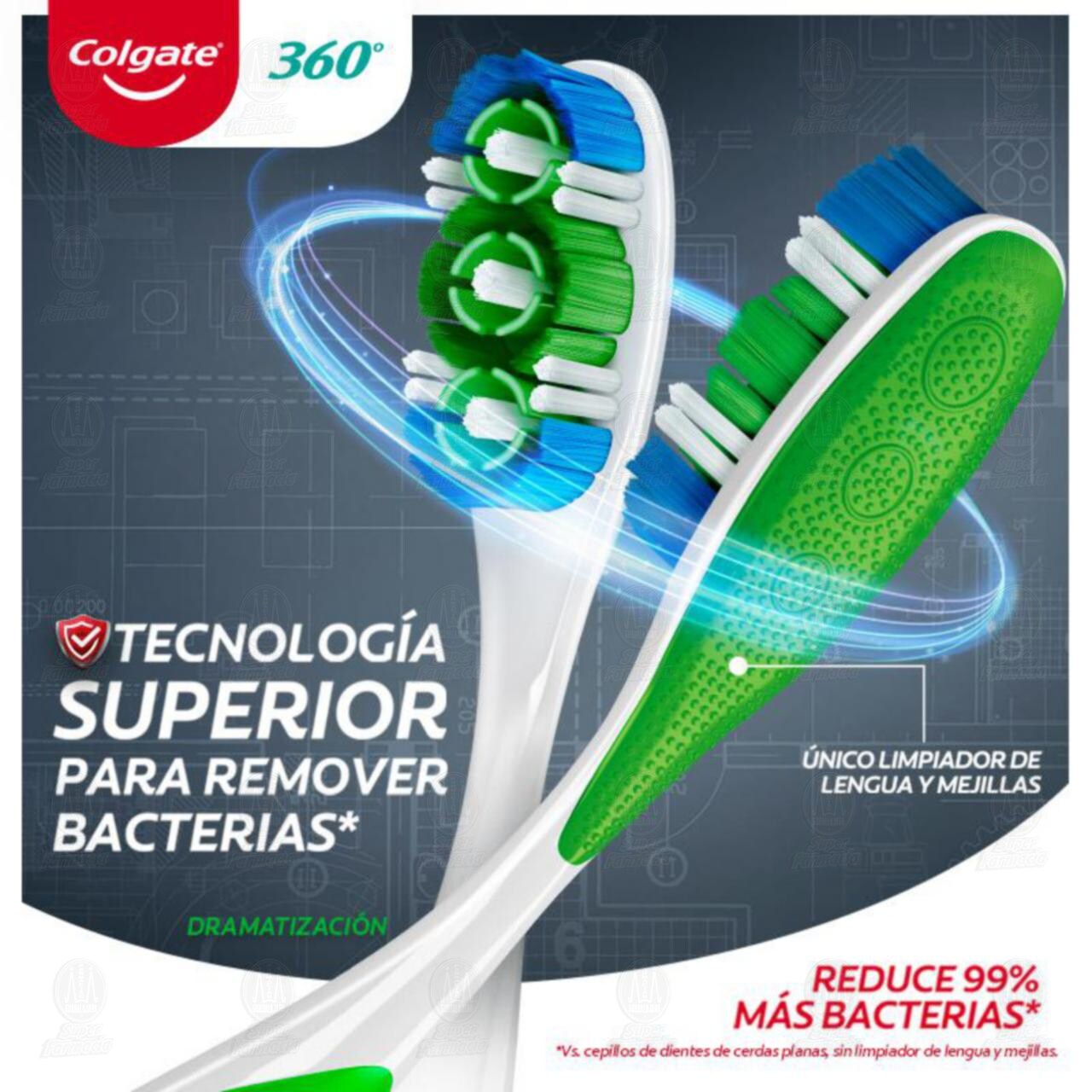 Cepillo de Dientes Colgate 360 Medio, 2 pzas. image number 3