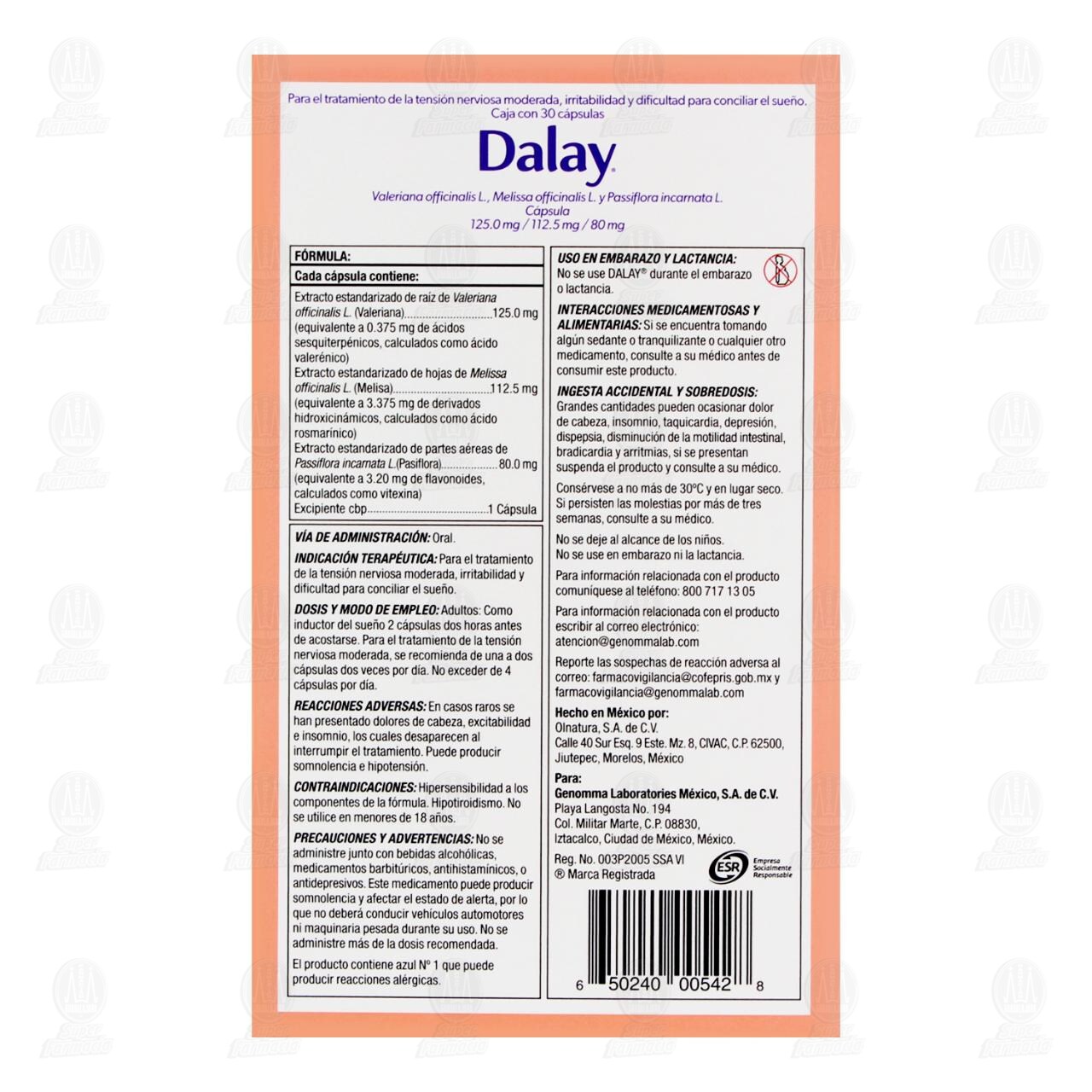 Dalay 125.0mg/112.5mg/80mg, 30 C&aacute;psulas. image number 2