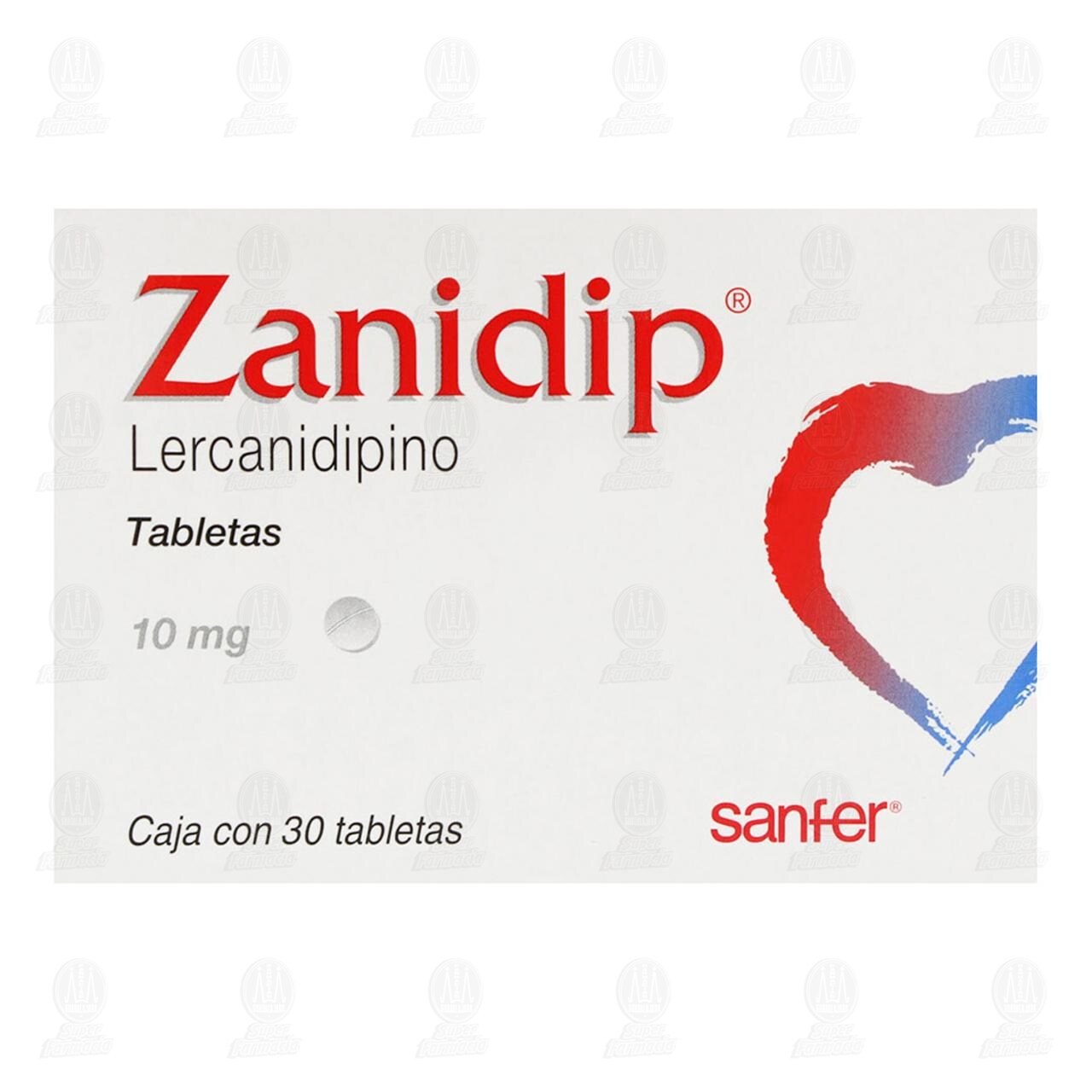 Zanidip 10 mg, 30 Tabletas. image number 1