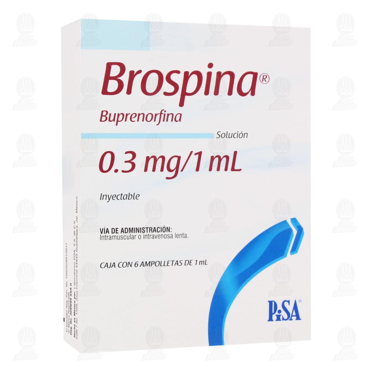 Brospina 0.3mg/1ml Soluci&oacute;n Inyectable, 6 Ampolletas de 1 ml c/u. image number 0