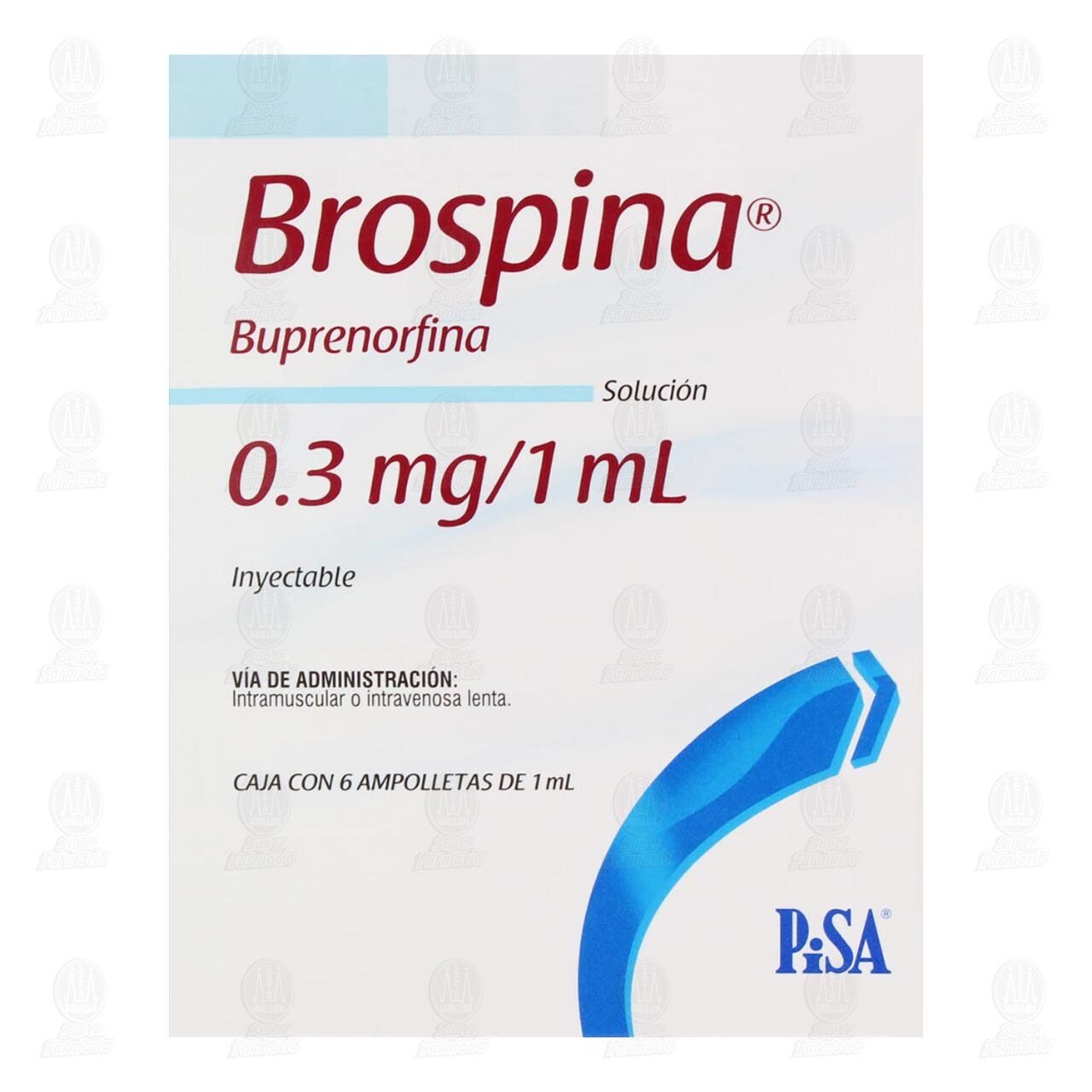Brospina 0.3mg/1ml Soluci&oacute;n Inyectable, 6 Ampolletas de 1 ml c/u. image number 1