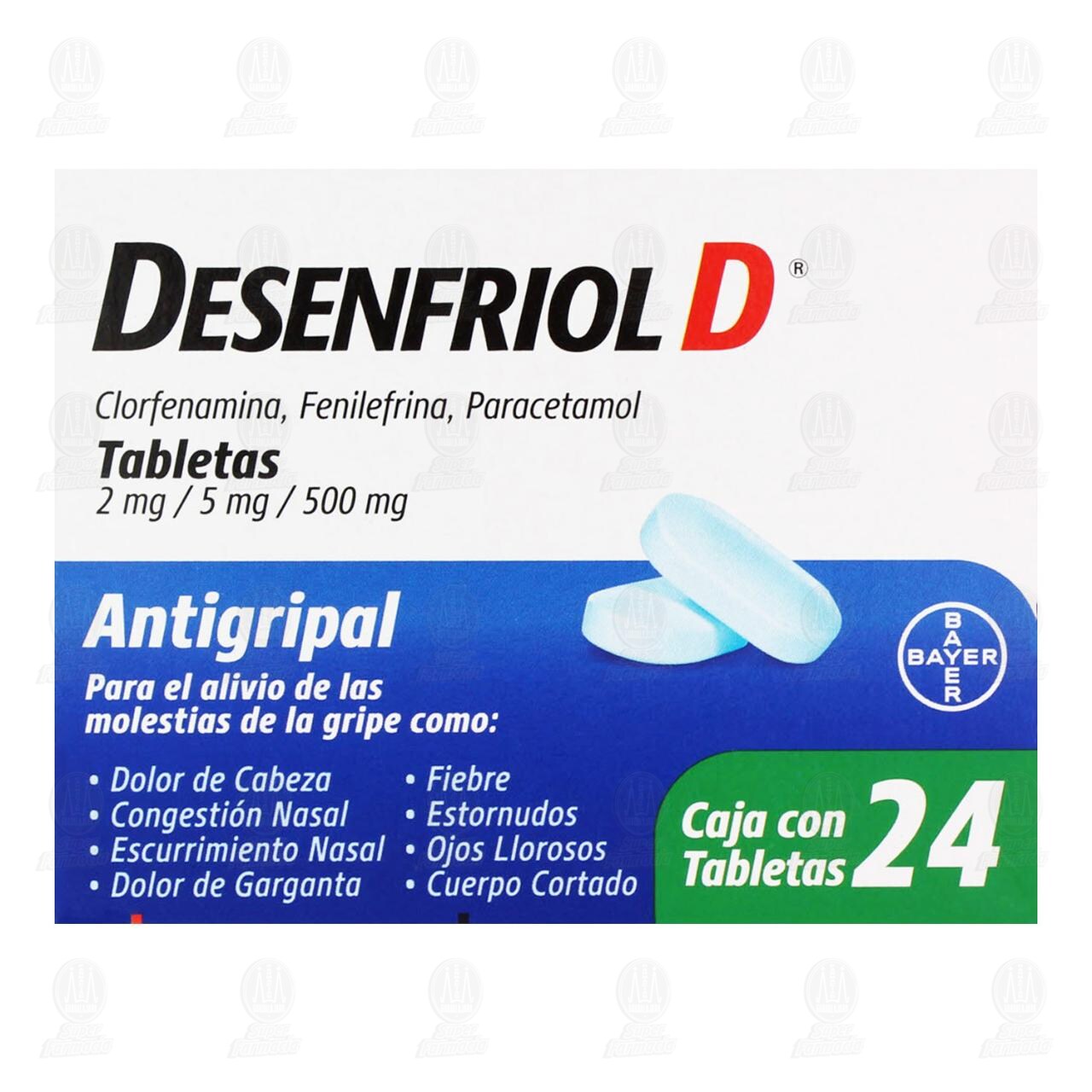 Desenfriol-D Antigripal Contra Síntomas del Resfriado y la Gripa, 24 Tabletas. image number 1