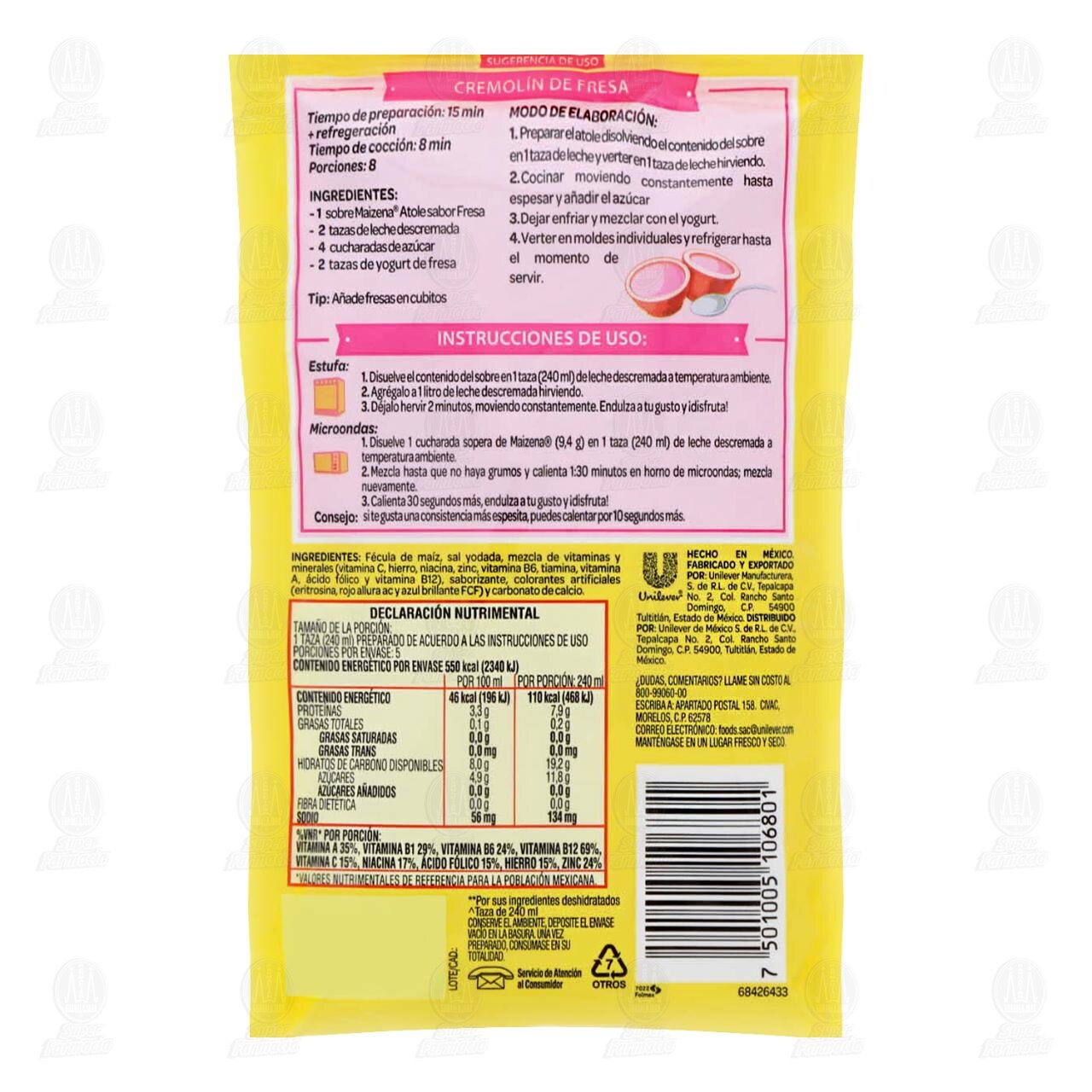 Atole Maizena Sabor Fresa, 47 gr. image number 1