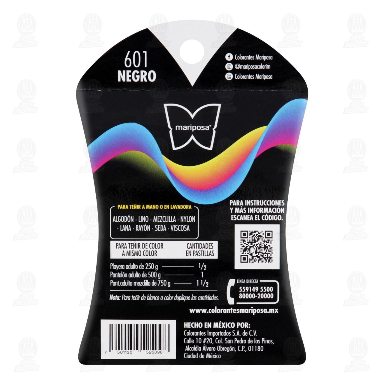 Colorante para Tela Mariposa Negro, 32 gr.