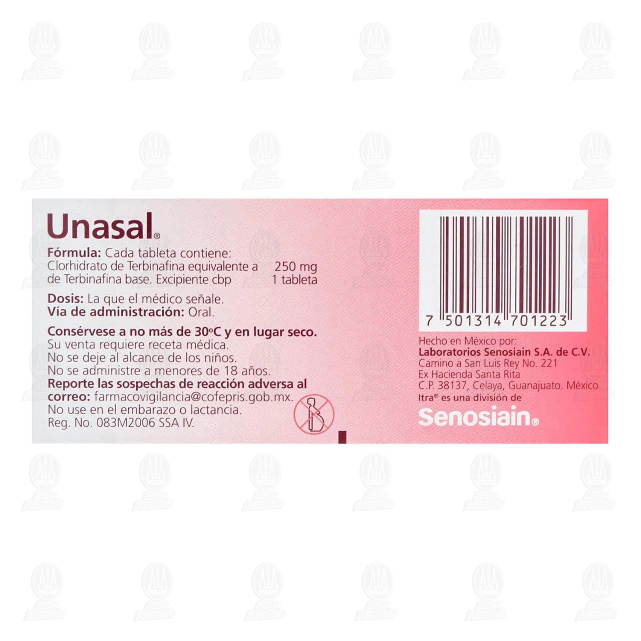 Unasal 250 mg, 30 Tabletas. image number 2