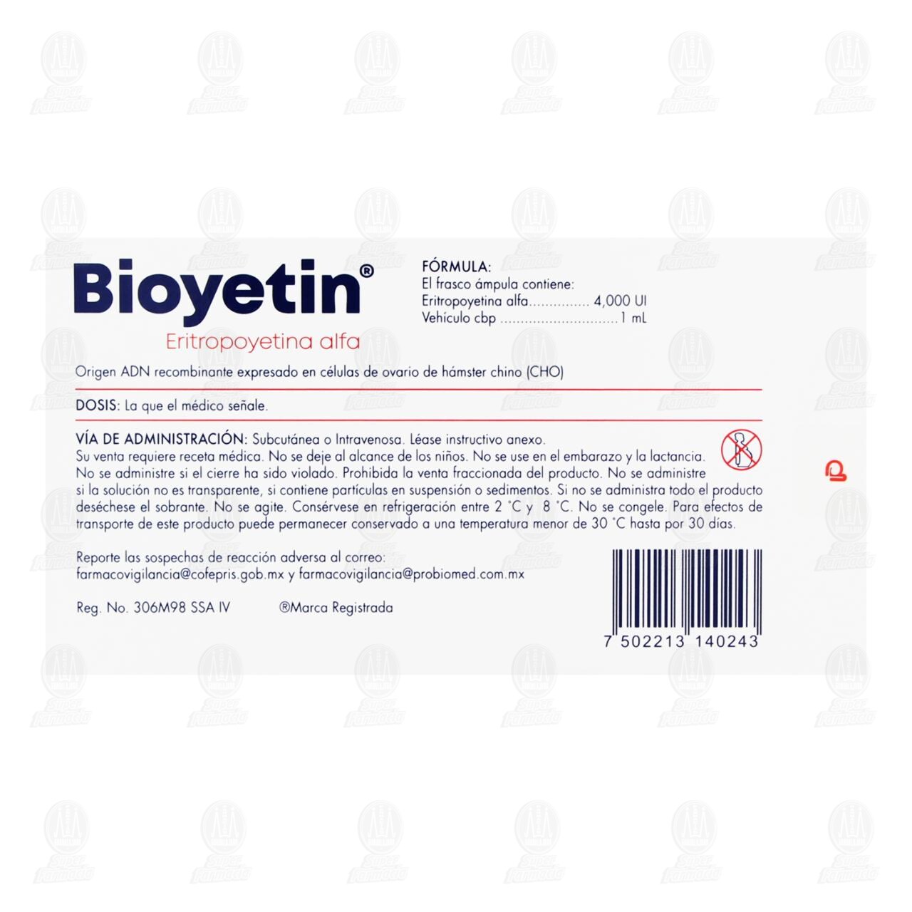 Bioyetin 4000UI/ml Soluci&oacute;n Inyectable, 6 &Aacute;mpulas. image number 2