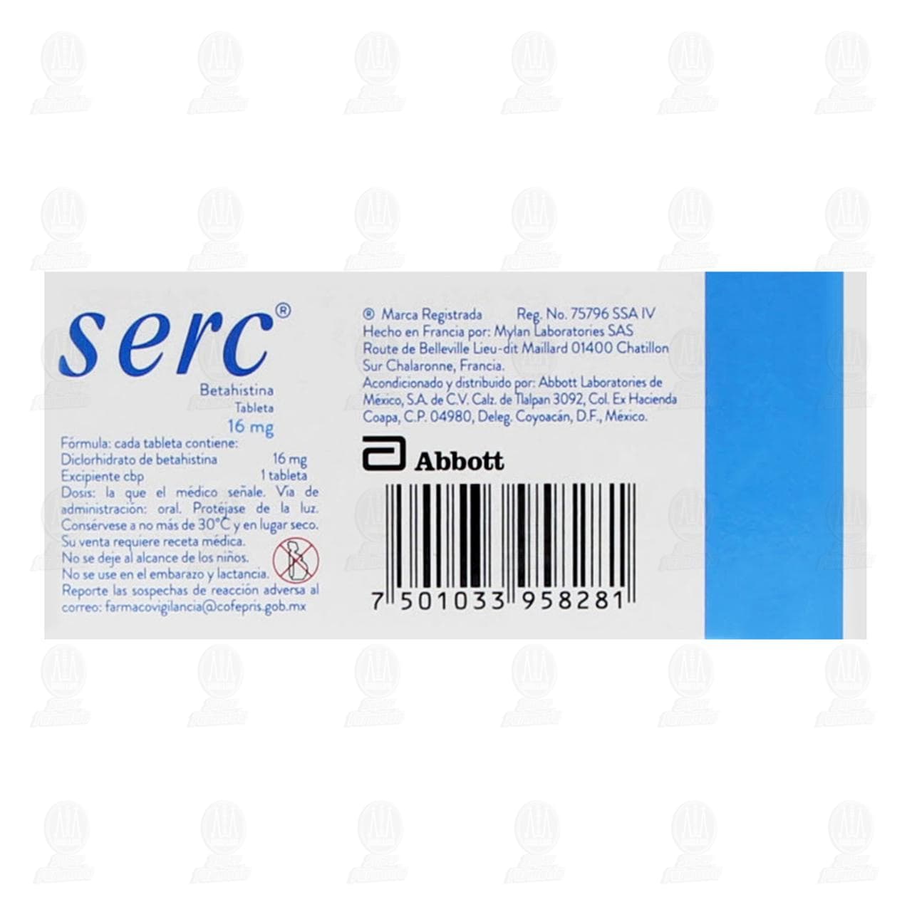 Serc 16 mg, 20 Tabletas. image number 2