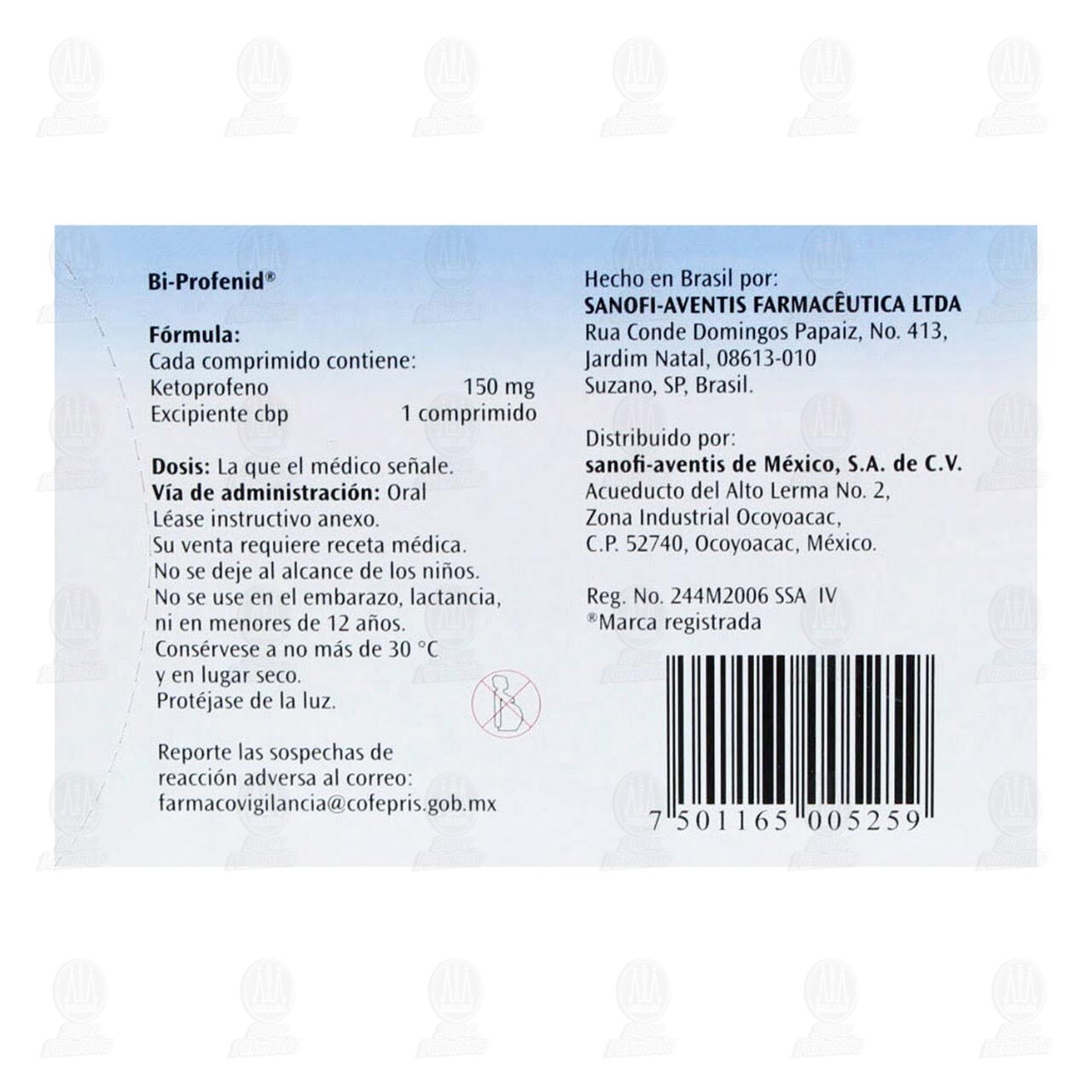 Bi Profenid 150 mg, 10 Comprimidos. image number 2