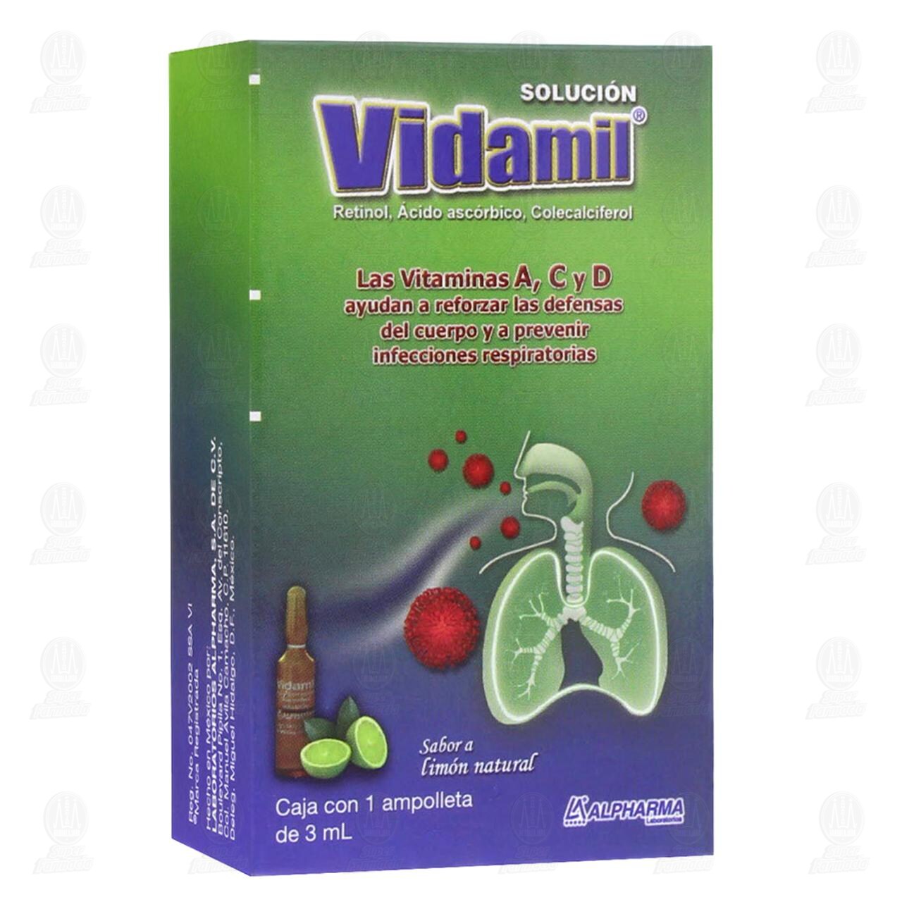 Vidamil 3 ml Soluci&oacute;n Sabor Lim&oacute;n, 1 ampolleta. image number 0