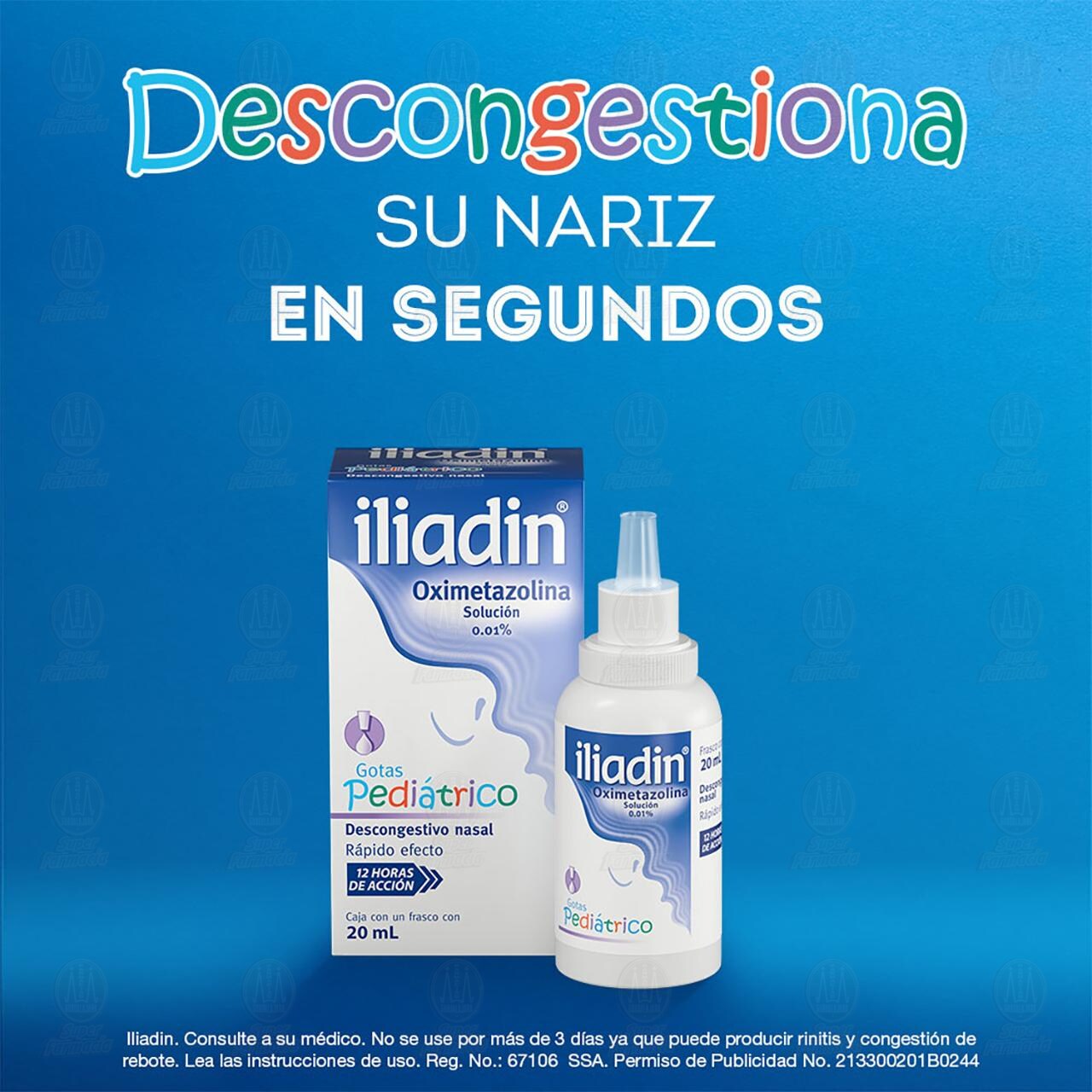 Iliadin Pedi&aacute;trico Gotas Descongestionante Nasal, 0.01% 20 ml. image number 2