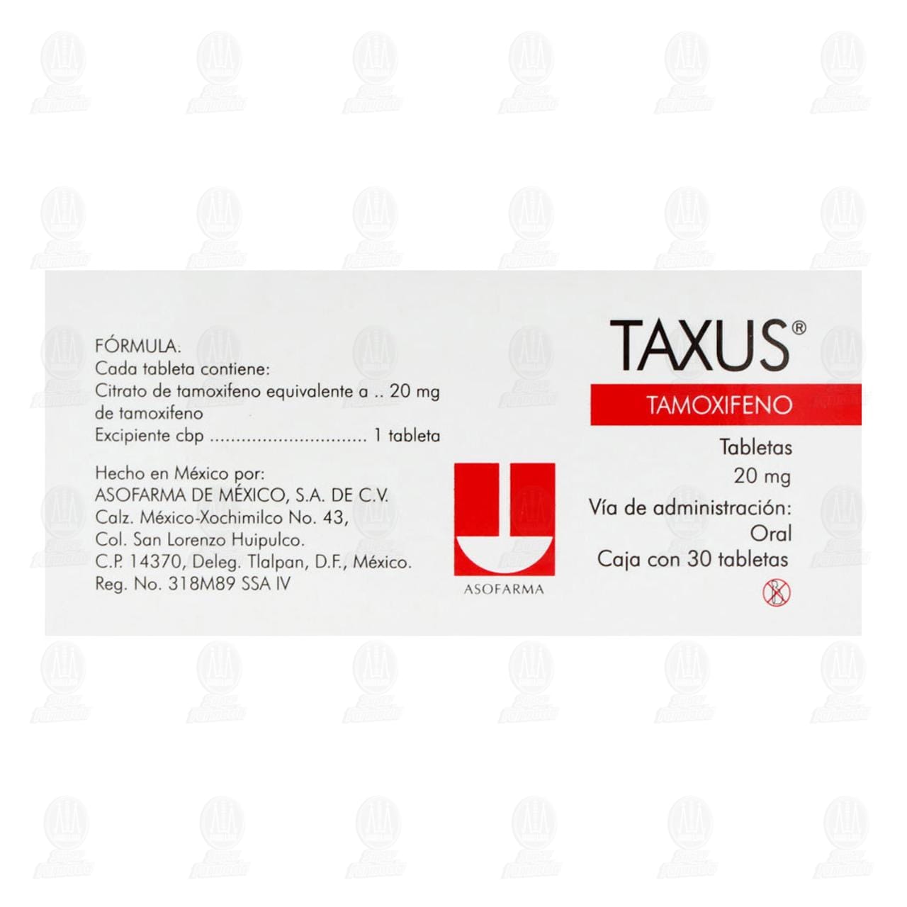 Taxus 20 mg, 30 Tabletas. image number 2