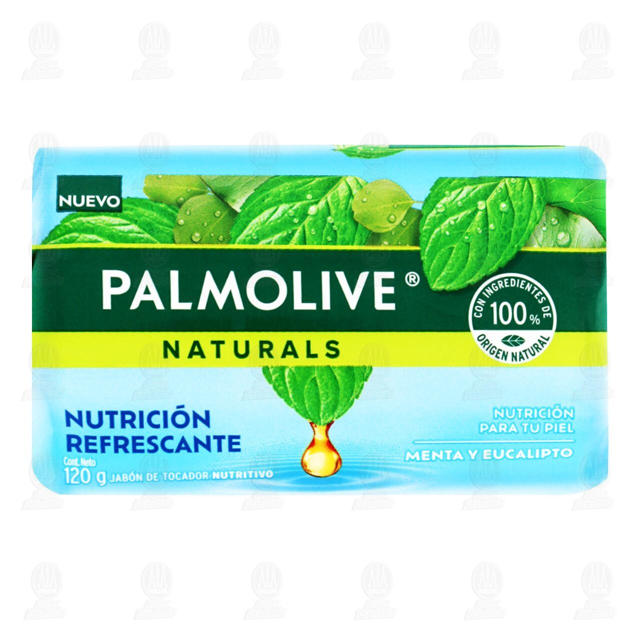 Jabón en Barra Palmolive Naturals Nutrición Refrescante Menta y Eucalipto, 120 gr.
