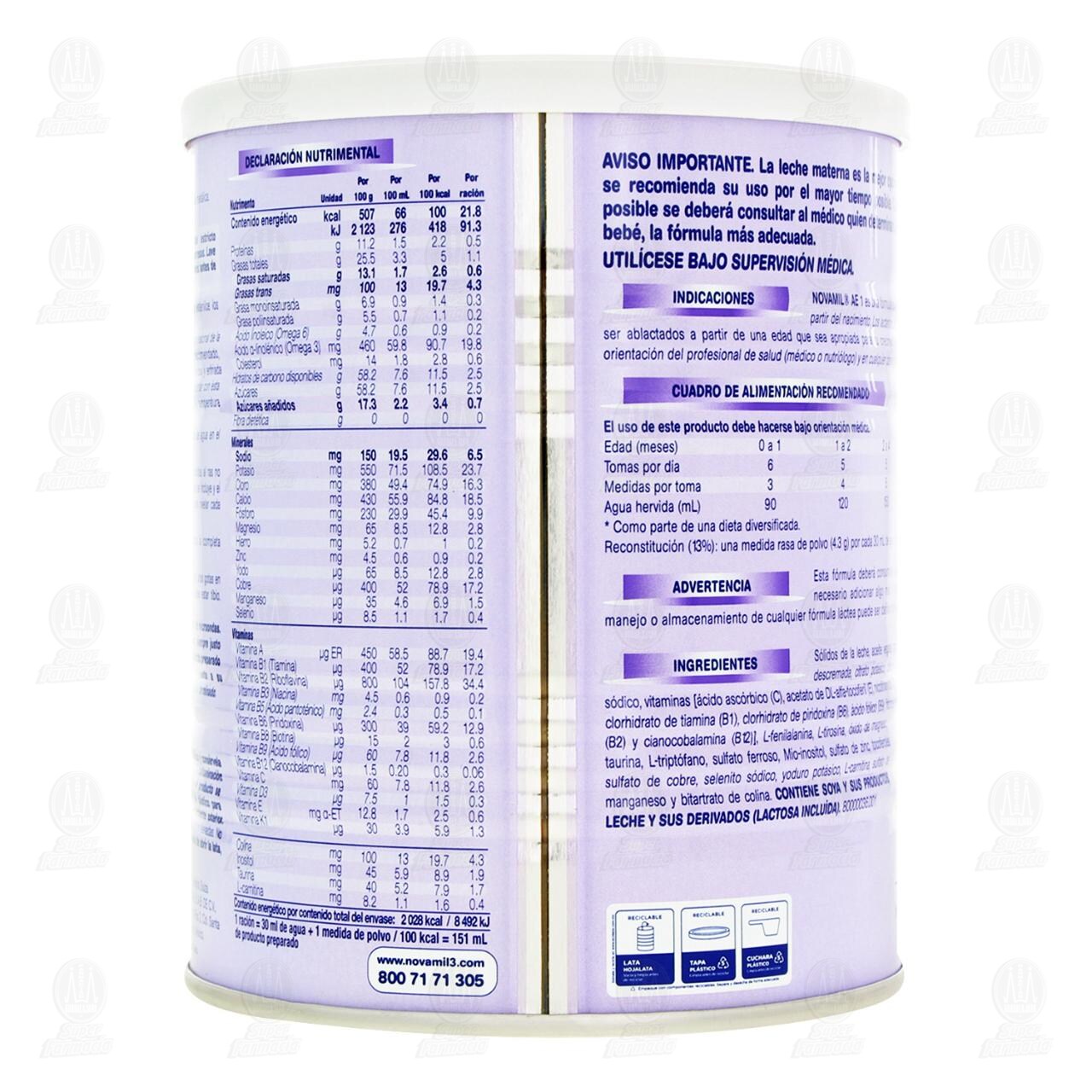 F&oacute;rmula L&aacute;ctea Novamil AE 1 (A Partir del Nacimiento), 400 gr. image number 2