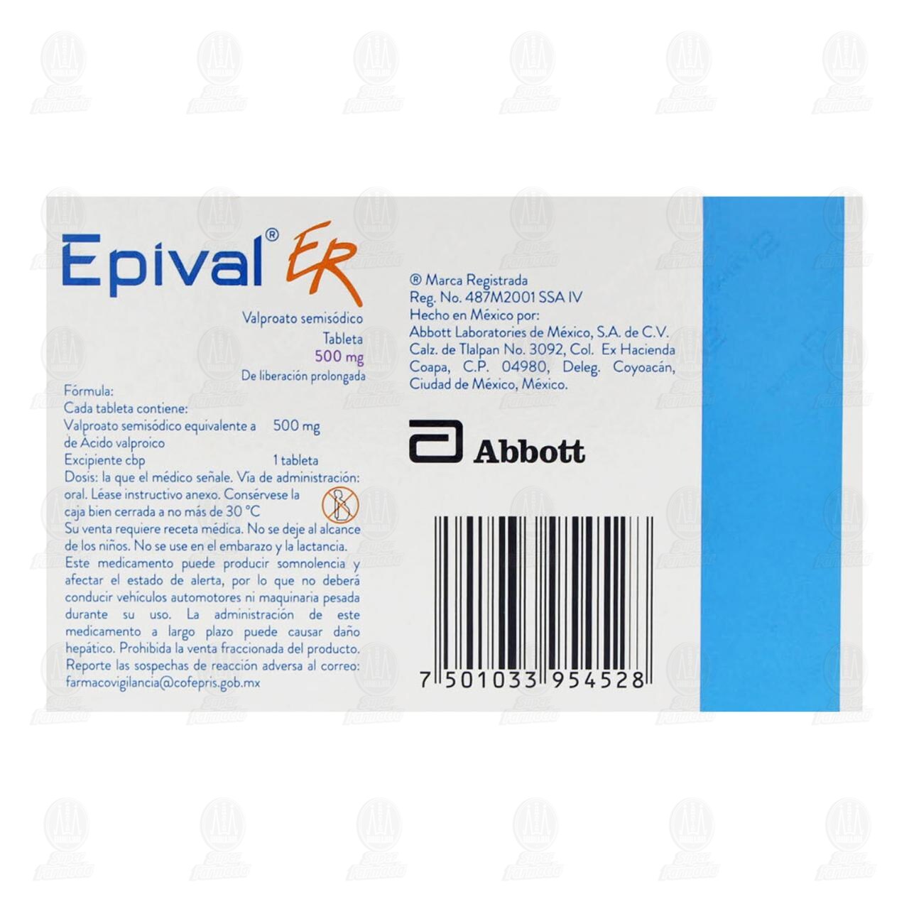 Epival ER 500 mg, 60 Tabletas. image number 2