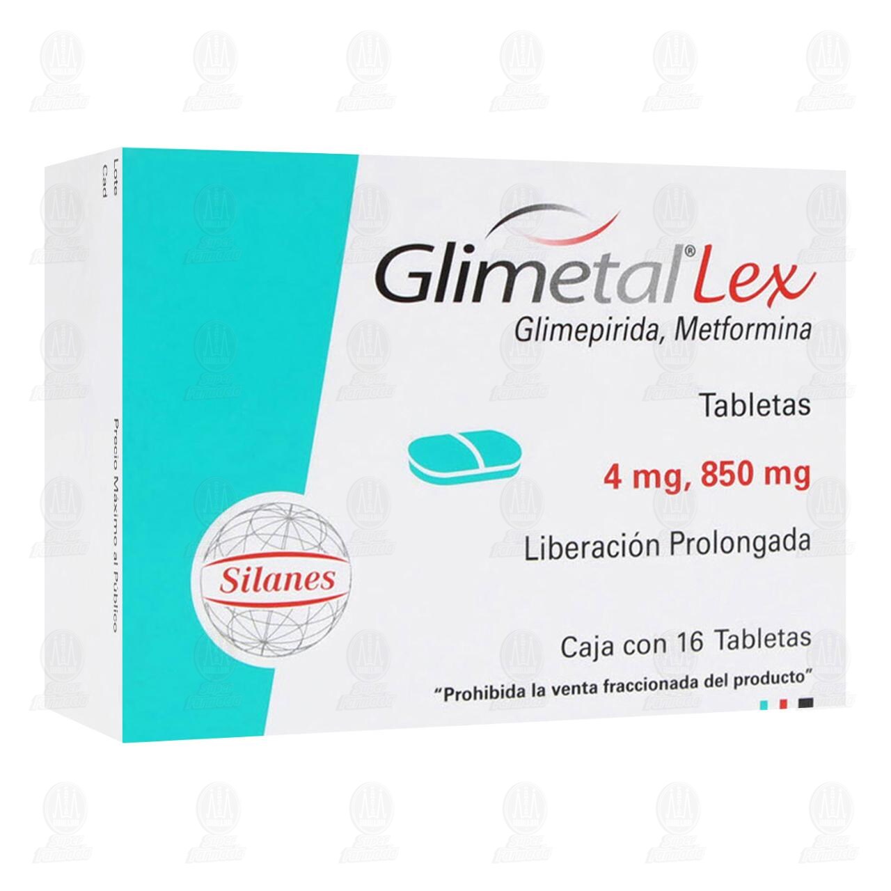 Glimetal Lex 4mg/850mg, 16 Tabletas. image number 0
