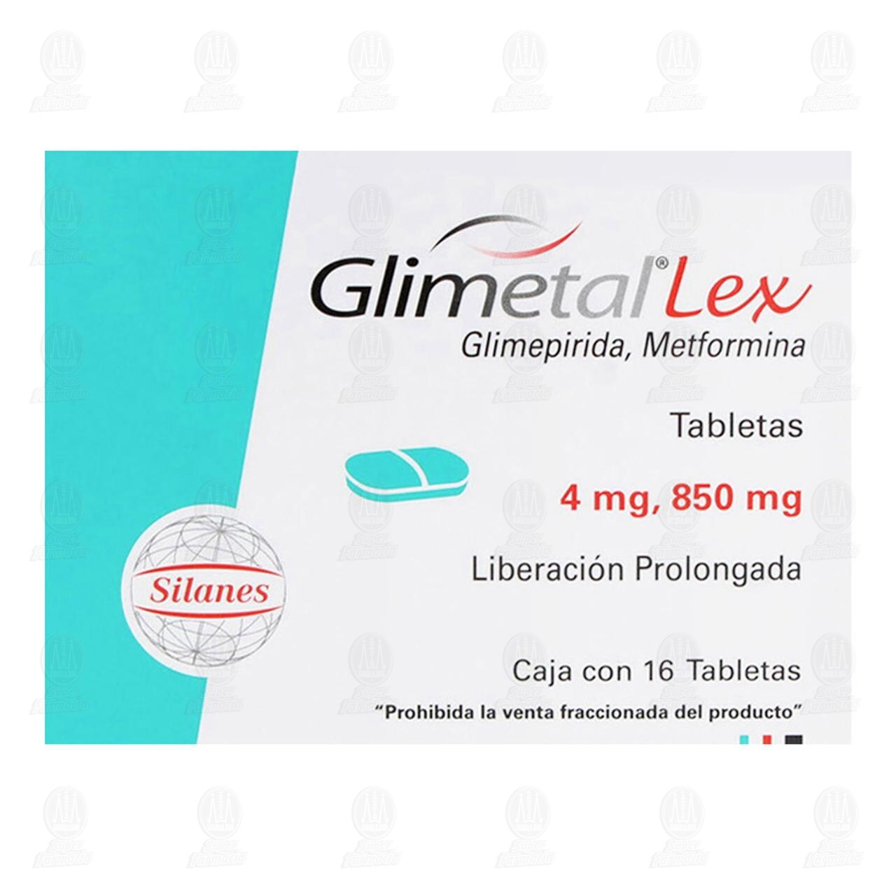 Glimetal Lex 4mg/850mg, 16 Tabletas. image number 1