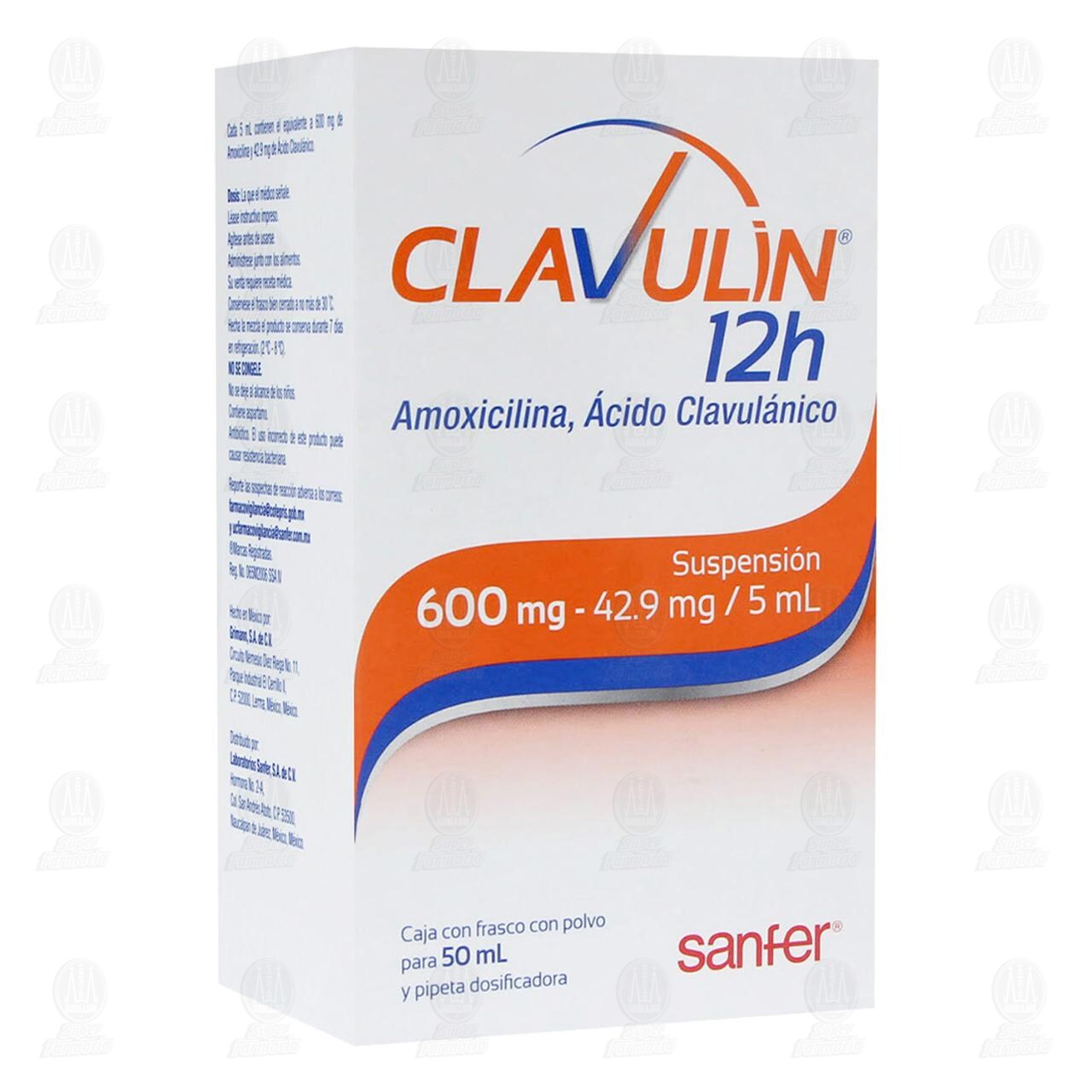 Clavulin 12h 600mg/42.9mg/5ml Suspensi&oacute;n, 50 ml.