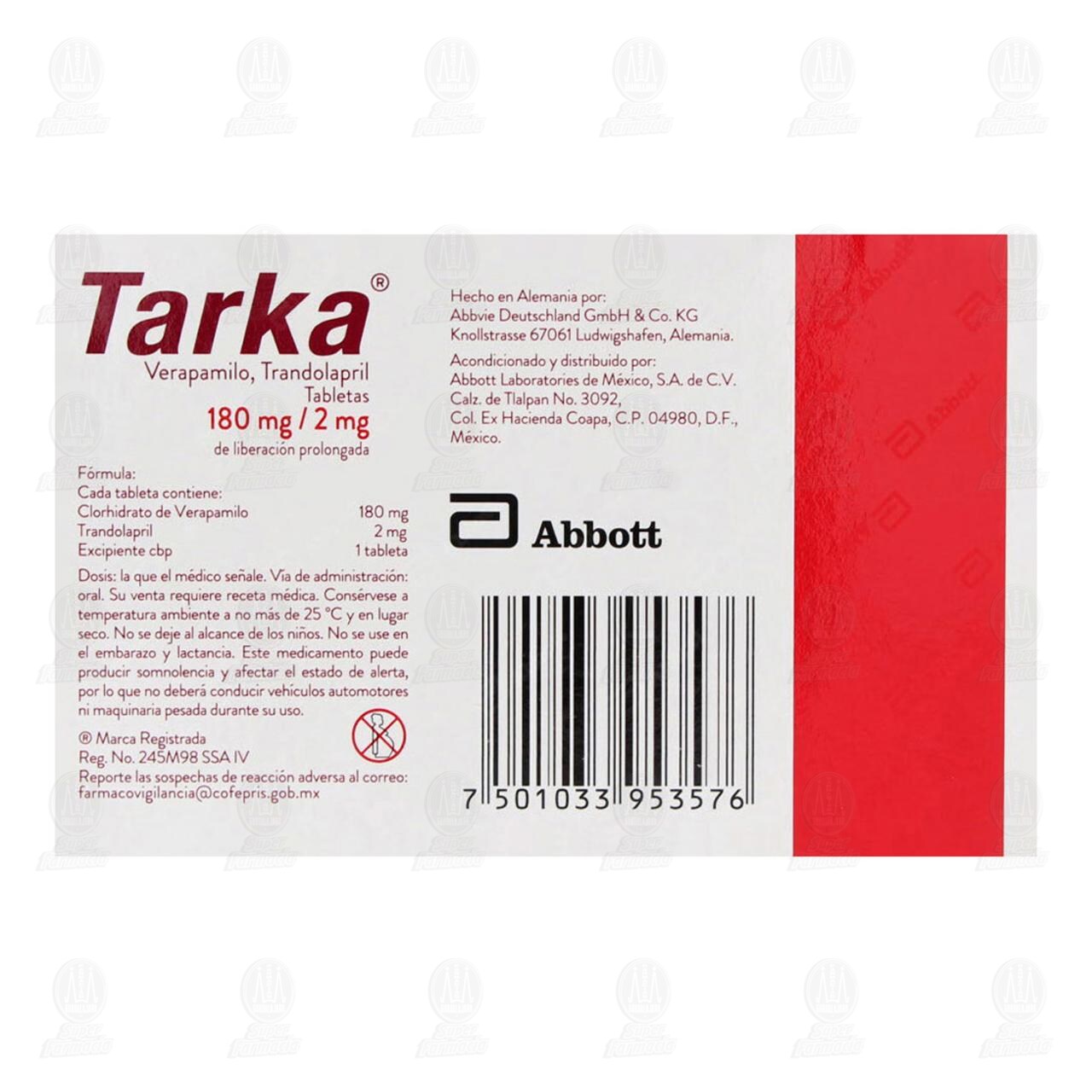 Tarka 180mg/2mg, 30 Tabletas. image number 2