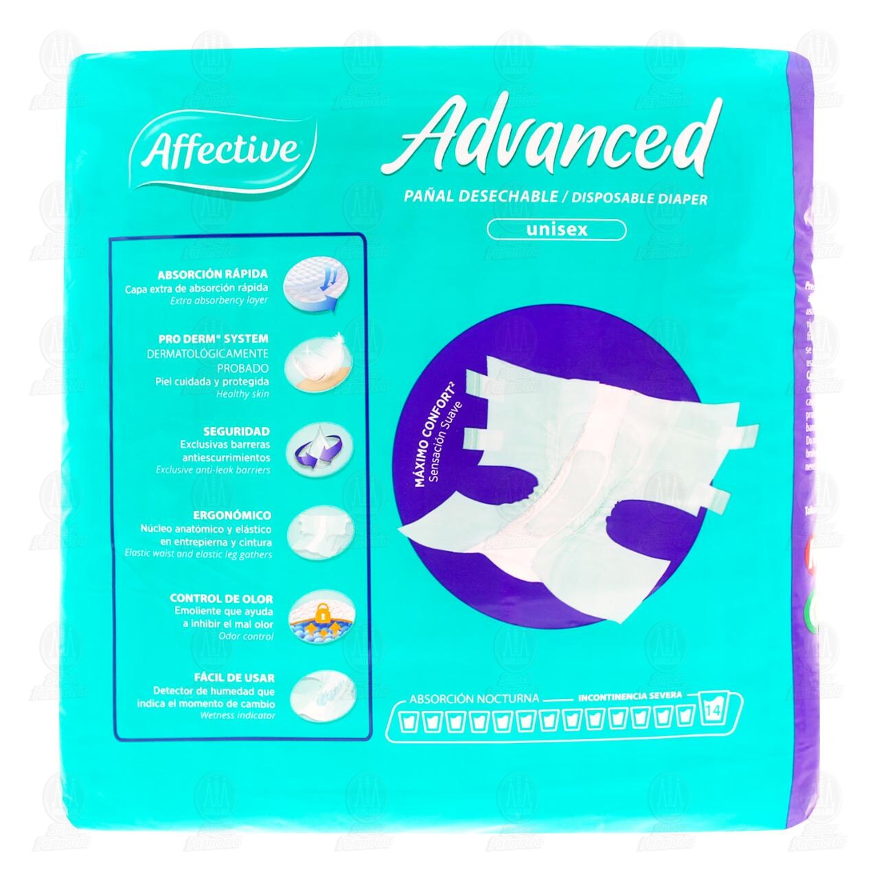 Affective Advanced Pañal para Adulto Talla Grande, 10 pzas. image number 2
