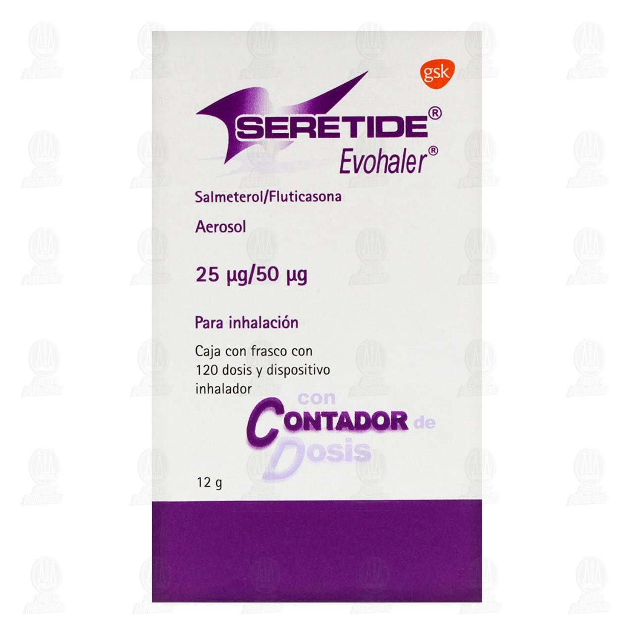 Seretide Evohaler 25mcg/50mcg, 12 gr 120 Dosis. image number 2