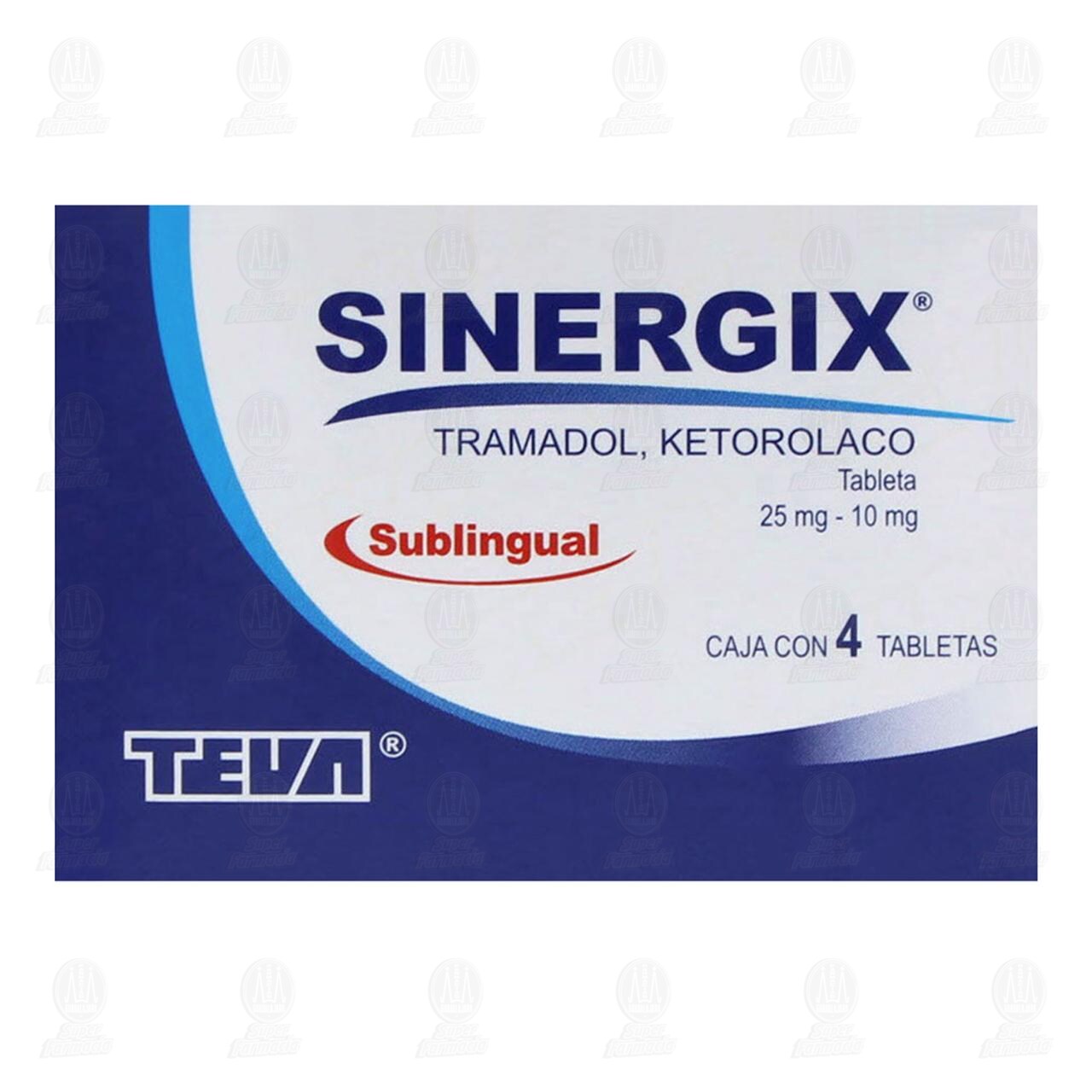 Sinergix 25mg/10mg, 4 Tabletas. image number 1