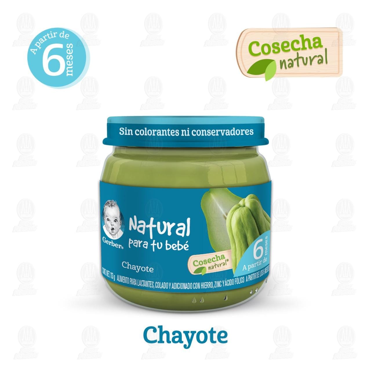 Papilla Gerber Cosecha Natural Etapa 2 Chayote, 113 gr. image number 3