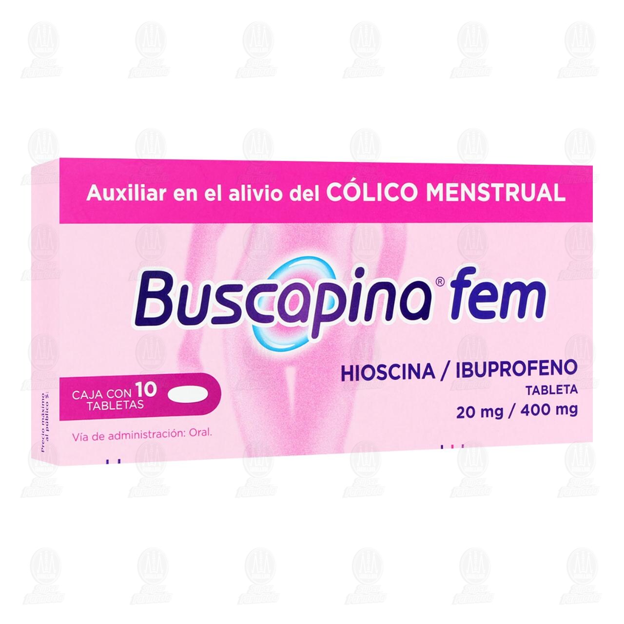 Buscapina Fem 20mg/400mg, 10 Tabletas. image number 0