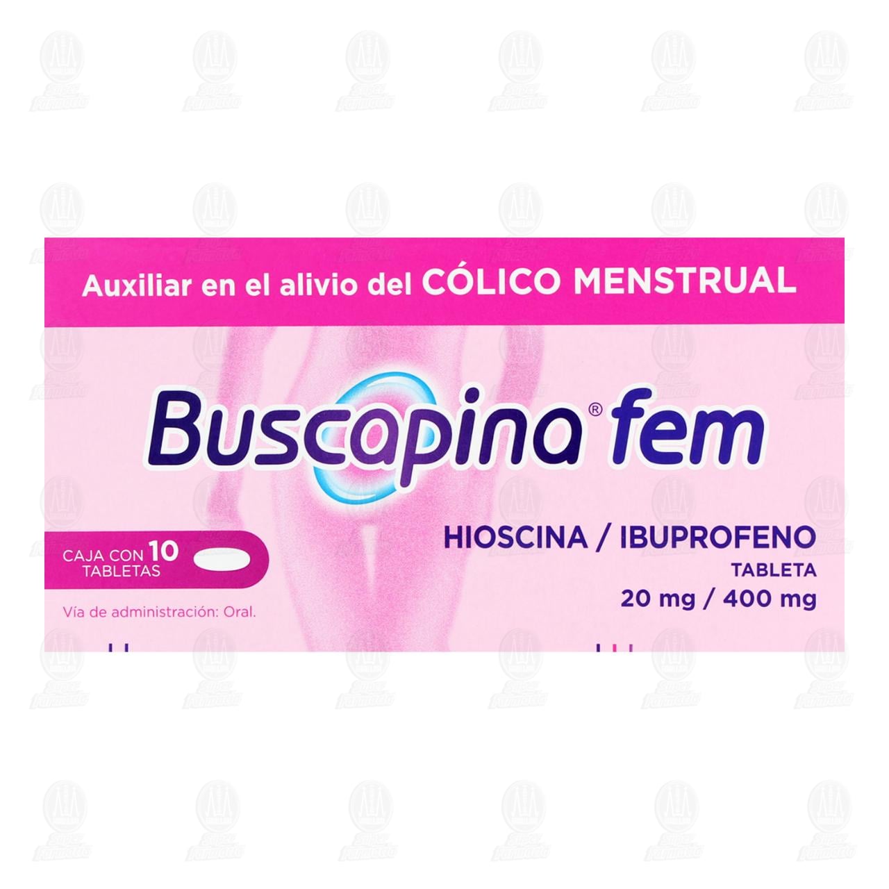 Buscapina Fem 20mg/400mg, 10 Tabletas. image number 1