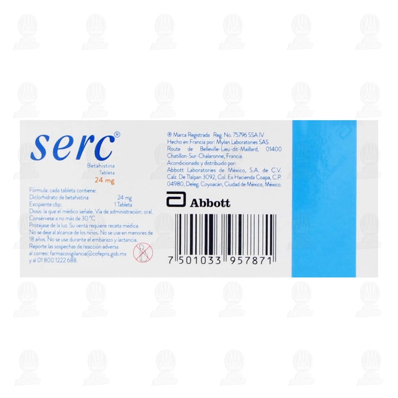 Serc 24 mg, 30 Tabletas. image number 2