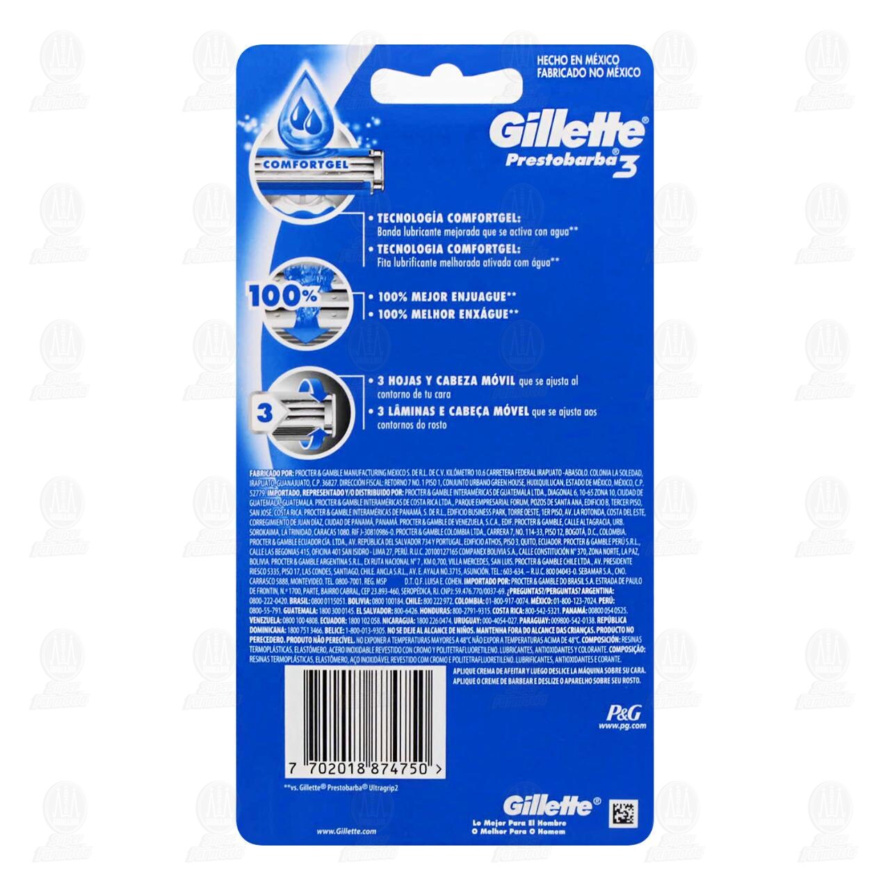 M&aacute;quinas para Afeitar Desechables Gillette Prestobarba3, 4 pzas. image number 1