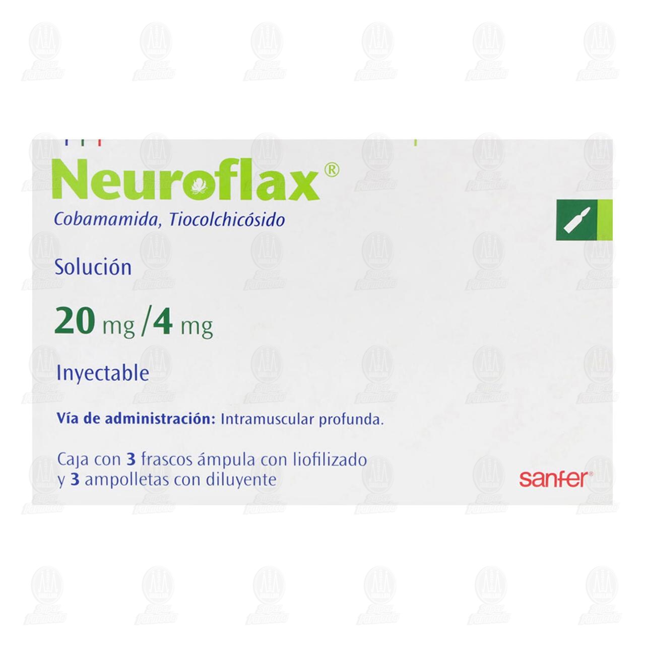 Neuroflax 20mg/4mg Solución Inyectable, 3 Ámpulas 3 Ampolletas. image number 1