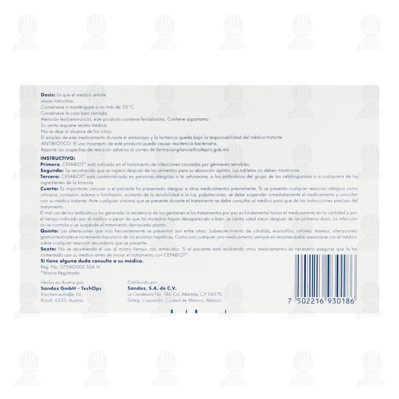 Cefabiot 500 mg, 10 Tabletas. image number 2