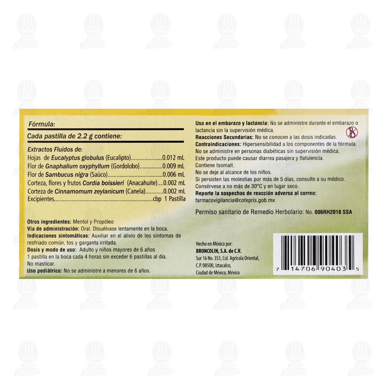 Broncolin Liniston Naranja Sin Az&uacute;car, 16 Pastillas. image number 2