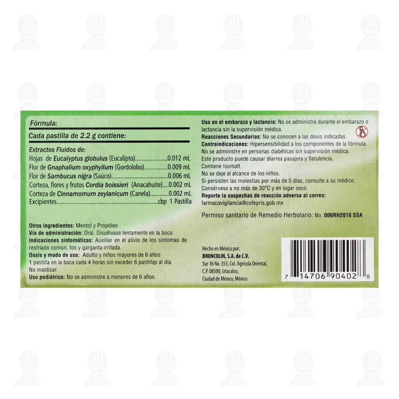 Broncolin Liniston Lim&oacute;n Sin Az&uacute;car, 16 Pastillas. image number 2