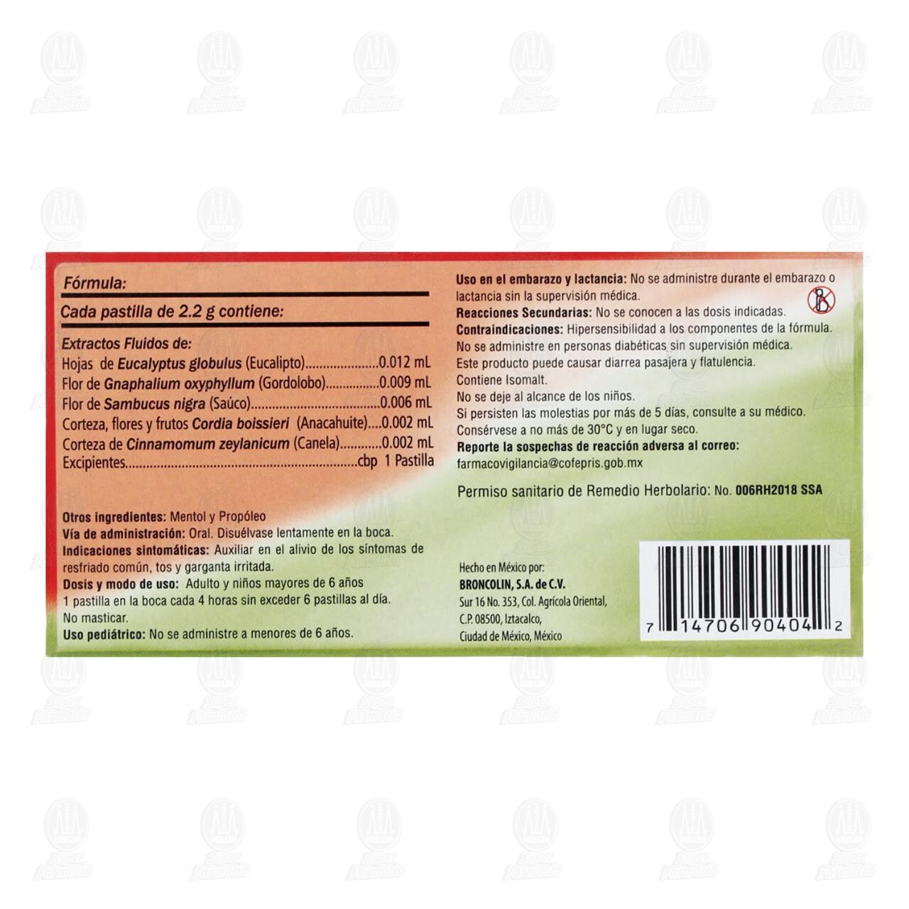 Broncolin Liniston Fresa Sin Az&uacute;car, 16 Pastillas. image number 2